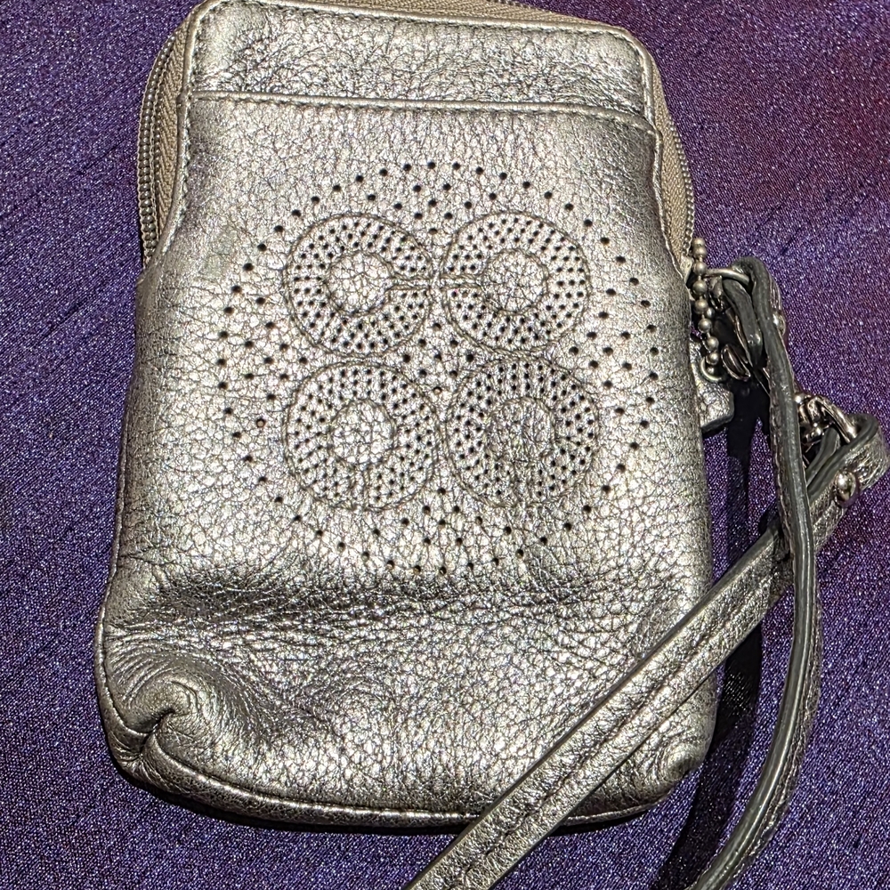 Elegant Silver Phone Wristlet